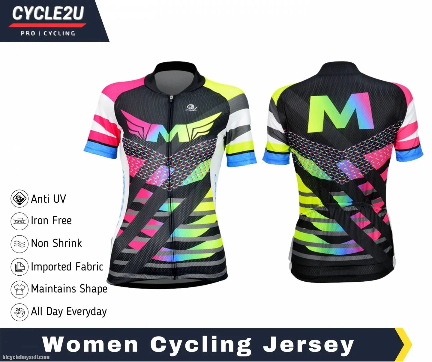 CYCLE2U Lady''s Flouresence Short Sleeve Cycling Jersey