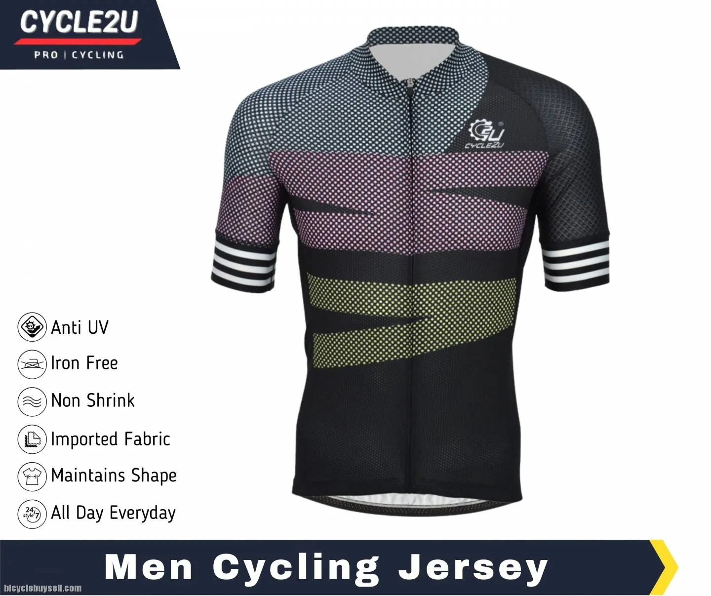 CYCLE2U Premier Quality Man''s Shorts Sleeve Cycling Jersey