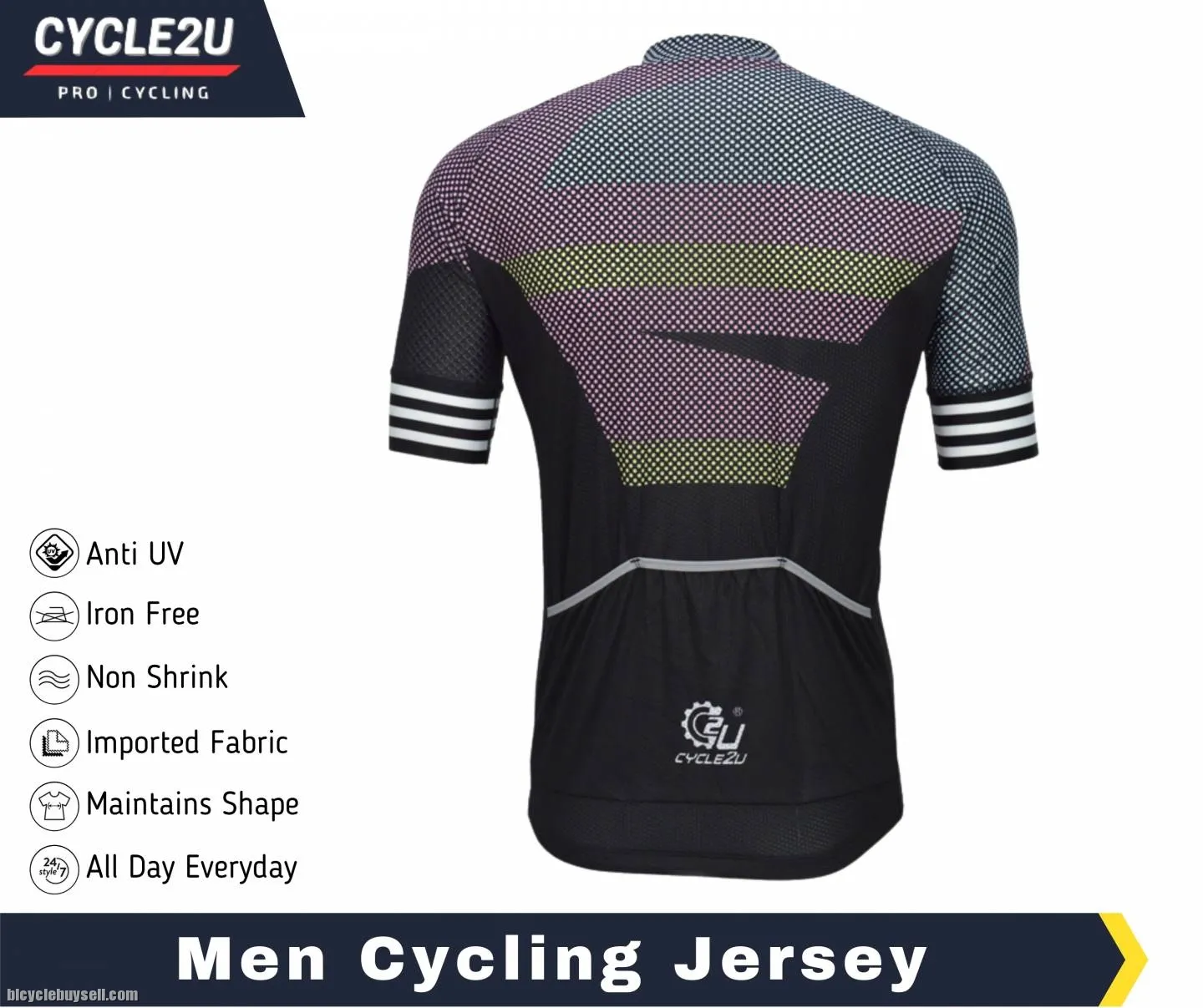 CYCLE2U Premier Quality Man''s Shorts Sleeve Cycling Jersey