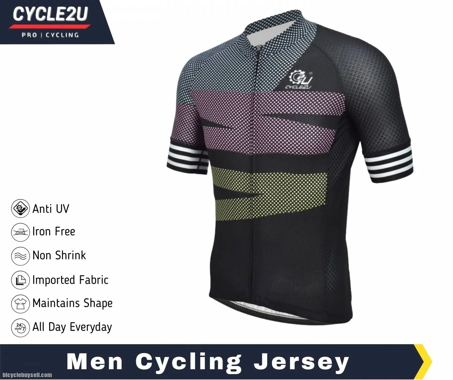 CYCLE2U Premier Quality Man''s Shorts Sleeve Cycling Jersey