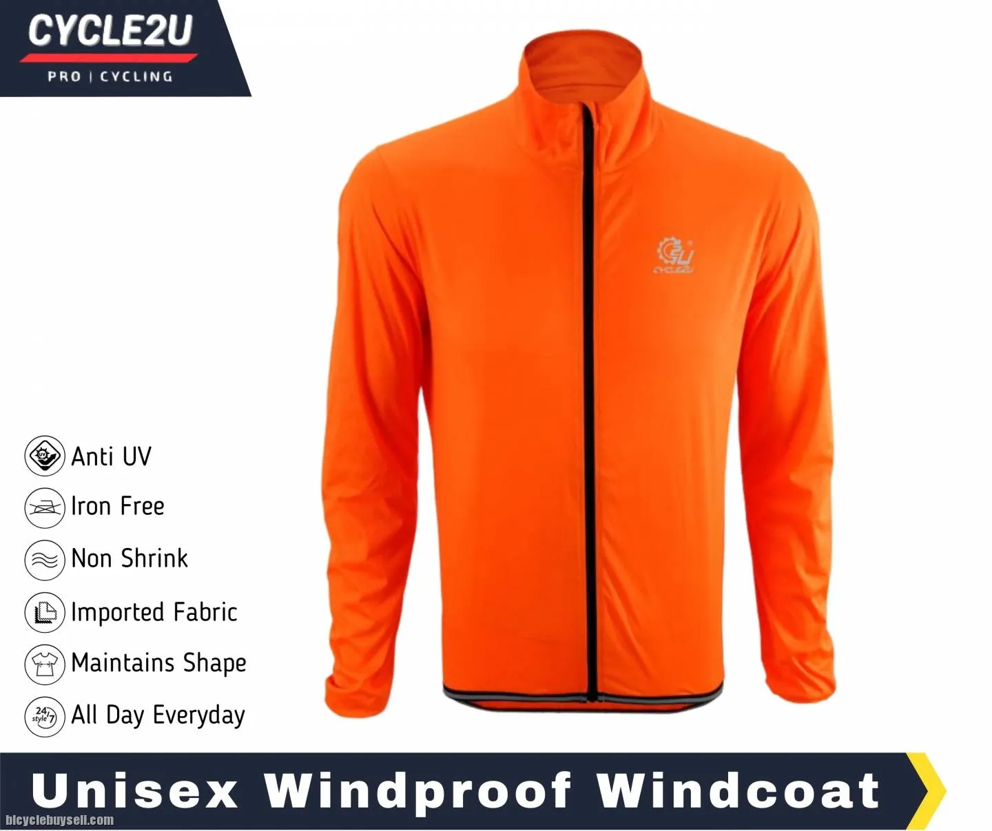 CYCLE2U Fluorecence Orange 100% Rainproof + Windproof + Light weight