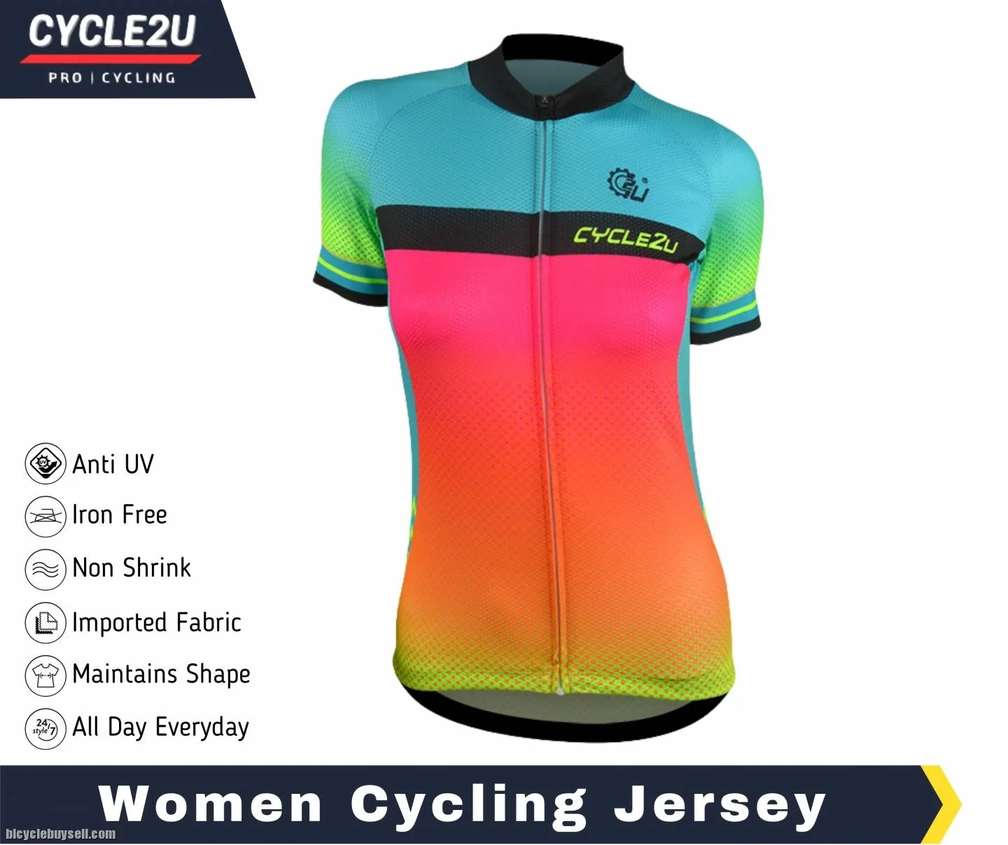 CYCLE2U Lady''s Flouresence Short Sleeve Cycling Jersey