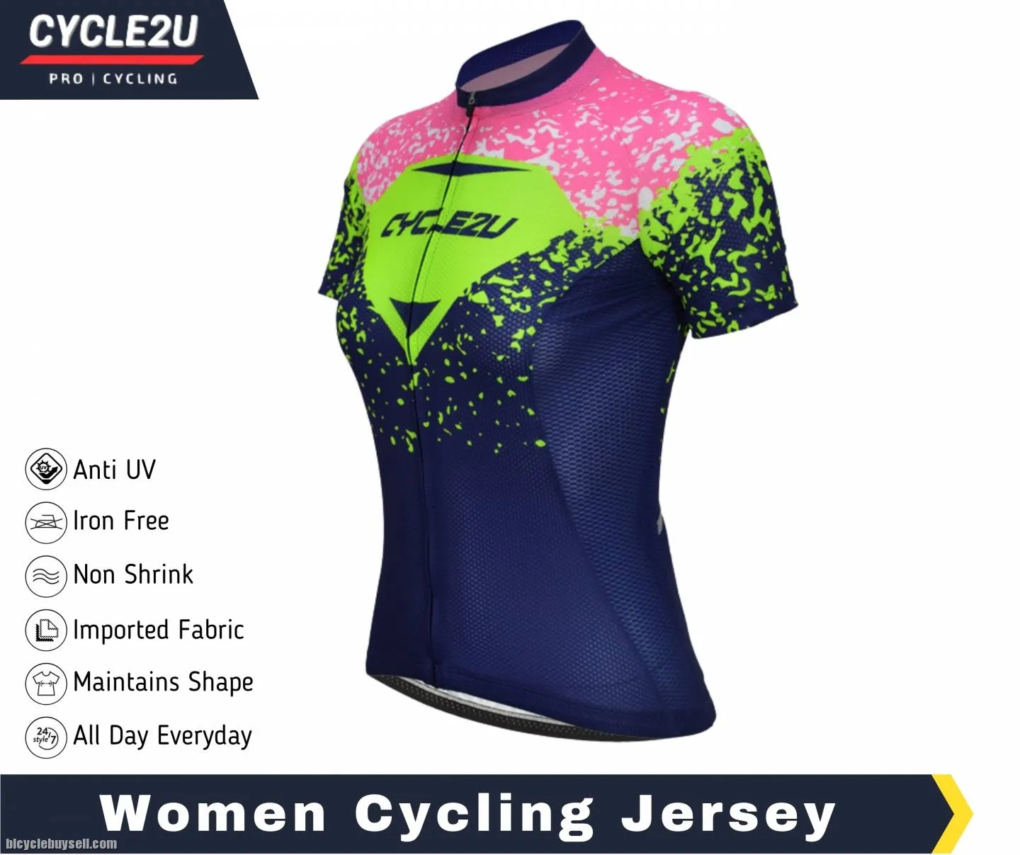 CYCLE2U Lady''s Flouresence Short Sleeve Cycling Jersey