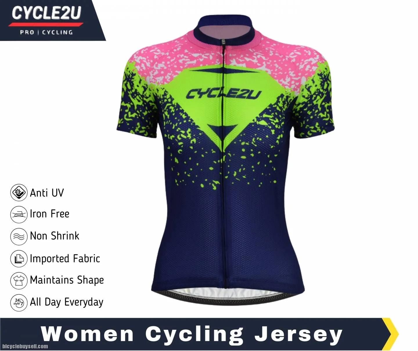 CYCLE2U Lady''s Flouresence Short Sleeve Cycling Jersey