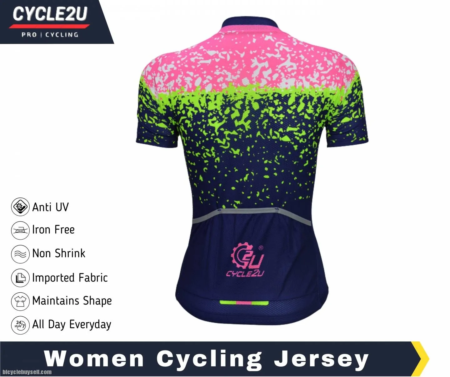 CYCLE2U Lady''s Flouresence Short Sleeve Cycling Jersey