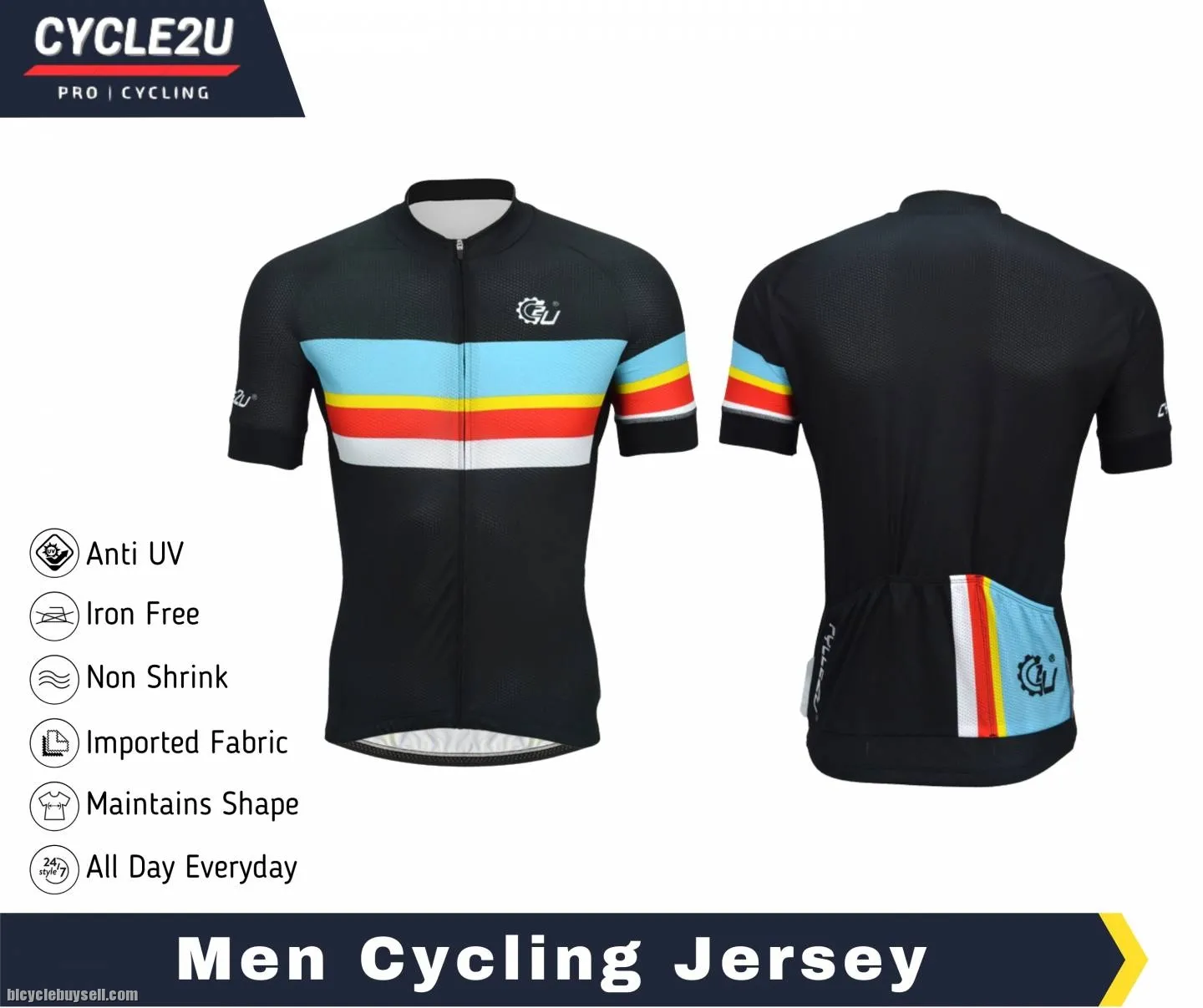 CYCLE2U Professional Man''s Shorts Sleeve Cycling Jersey