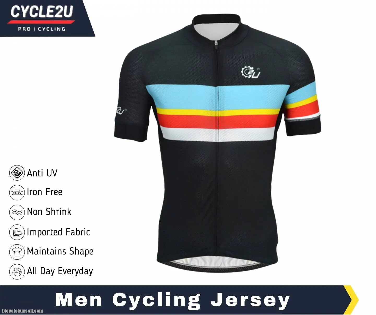 CYCLE2U Professional Man''s Shorts Sleeve Cycling Jersey