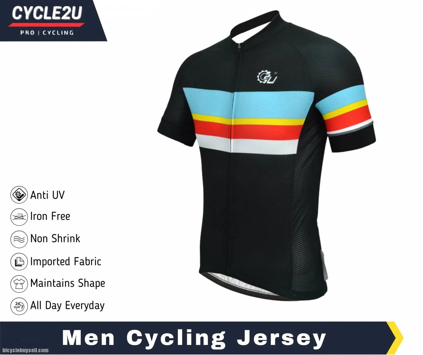 CYCLE2U Professional Man''s Shorts Sleeve Cycling Jersey