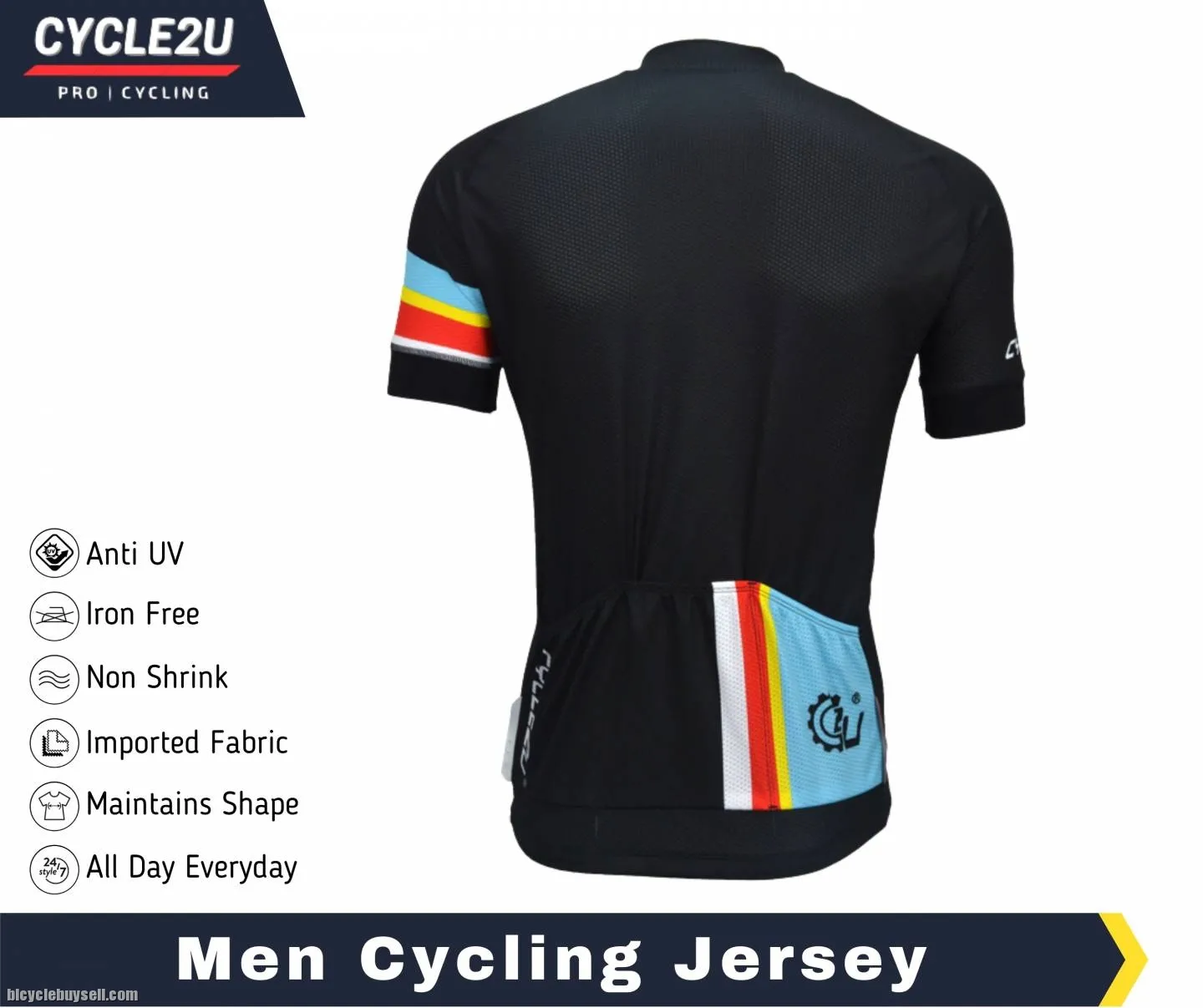 CYCLE2U Professional Man''s Shorts Sleeve Cycling Jersey