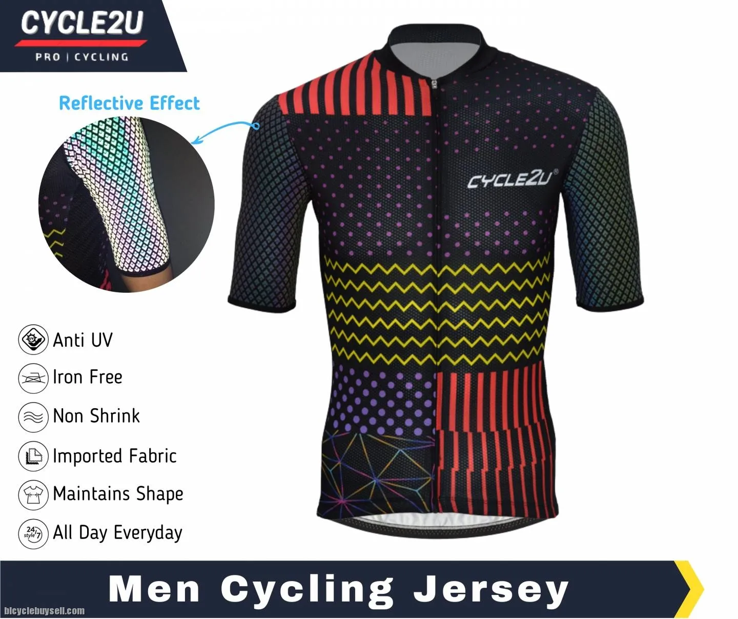 Bright reflective sublimation cycling jerseys