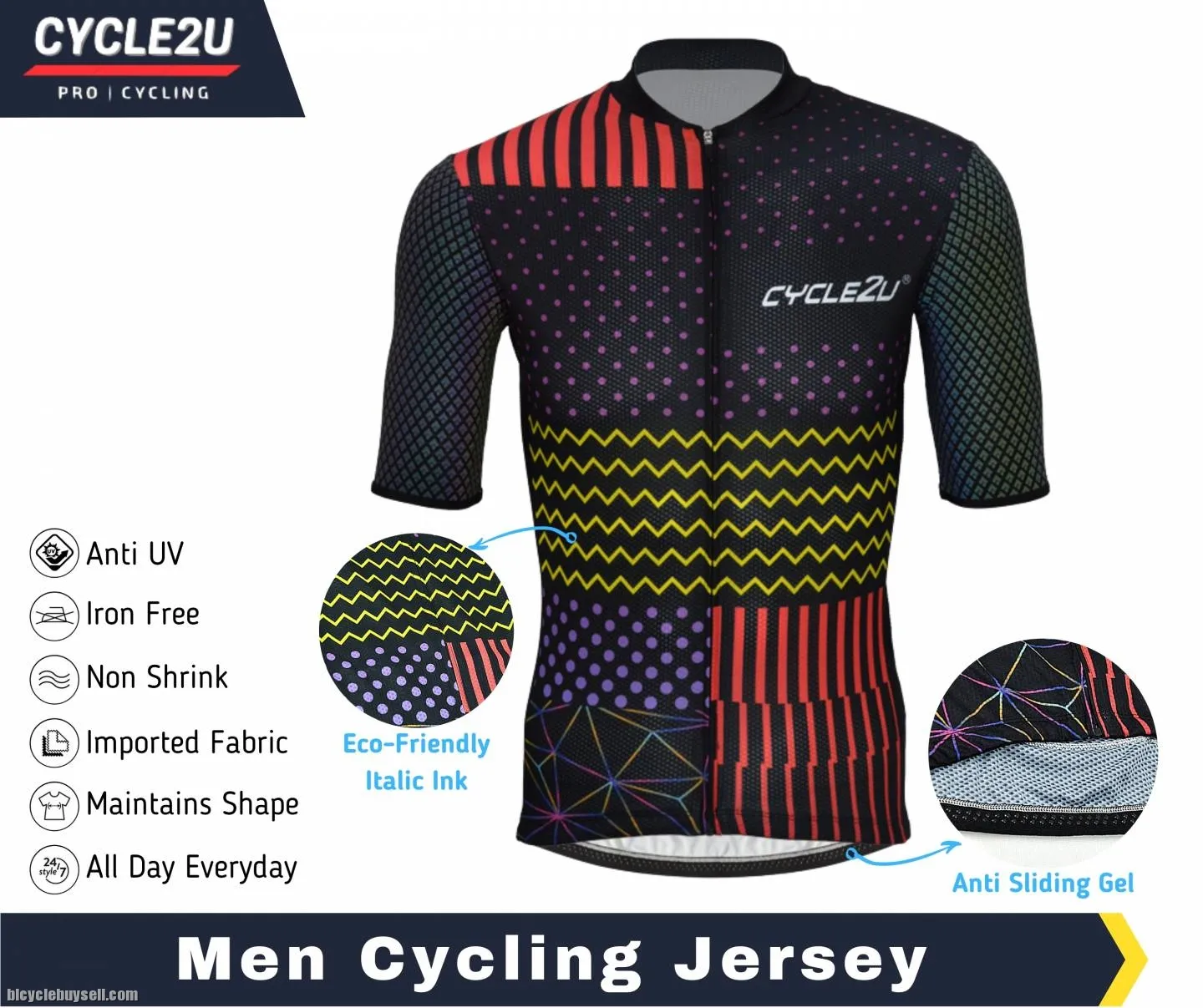 Bright reflective sublimation cycling jerseys