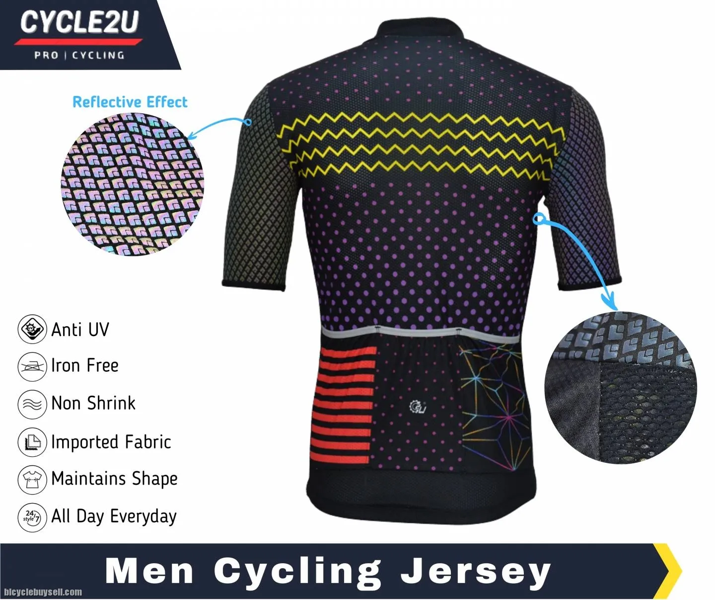Bright reflective sublimation cycling jerseys