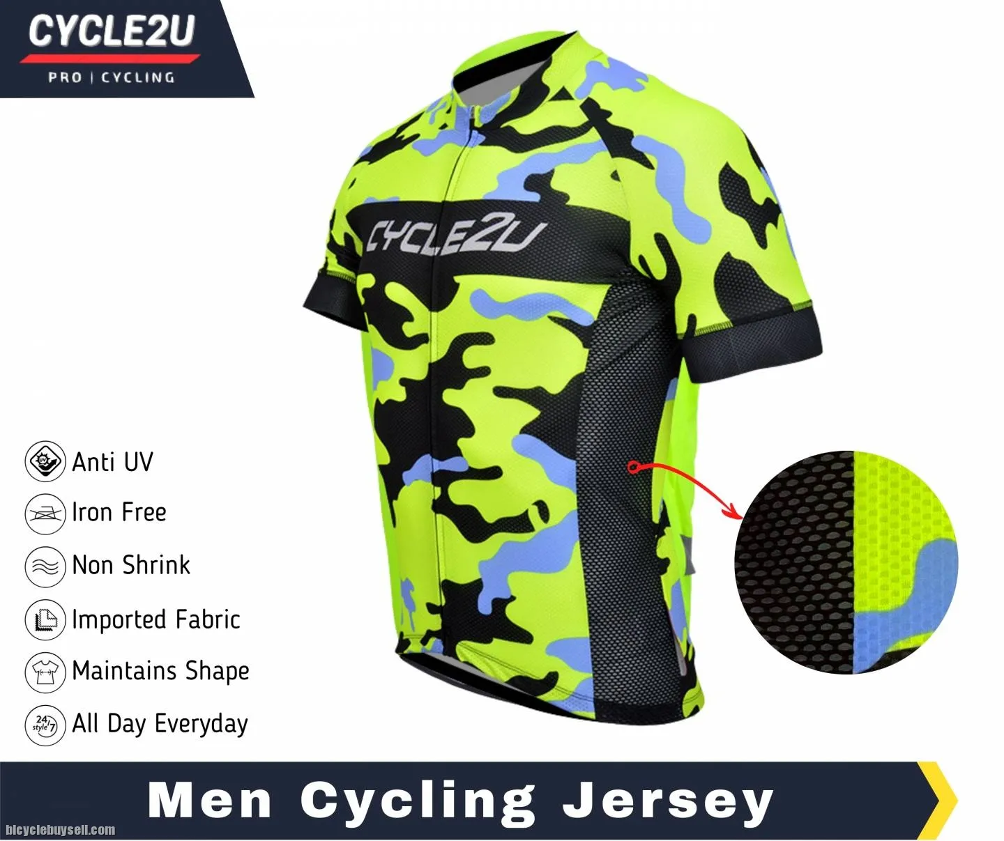 CYCLE2U Professional Man''s Shorts Sleeve Cycling Jersey