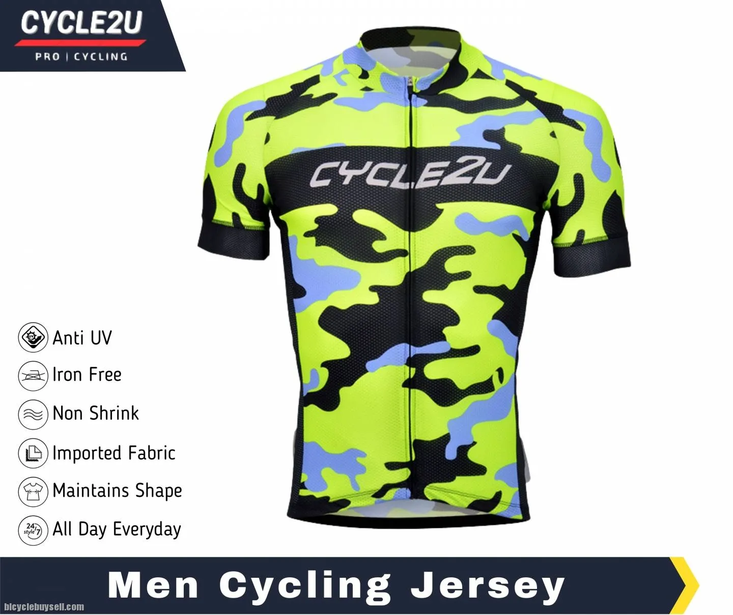 CYCLE2U Professional Man''s Shorts Sleeve Cycling Jersey