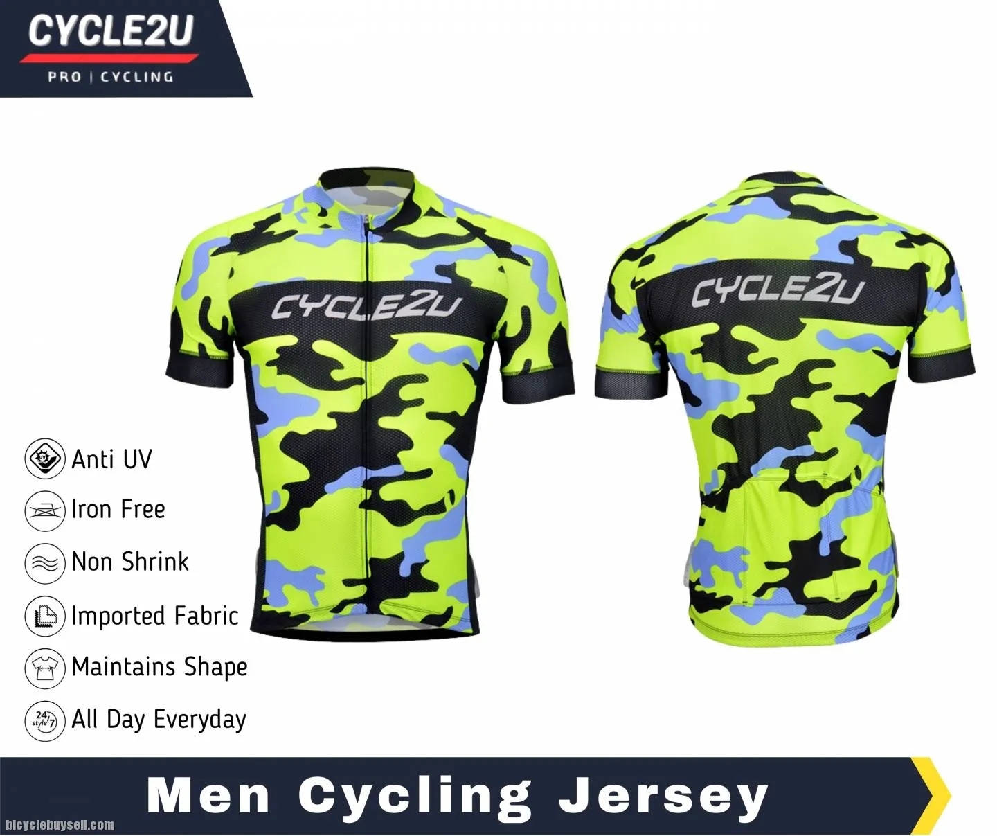 CYCLE2U Professional Man''s Shorts Sleeve Cycling Jersey