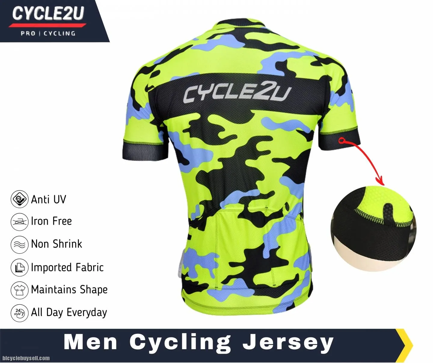 CYCLE2U Professional Man''s Shorts Sleeve Cycling Jersey