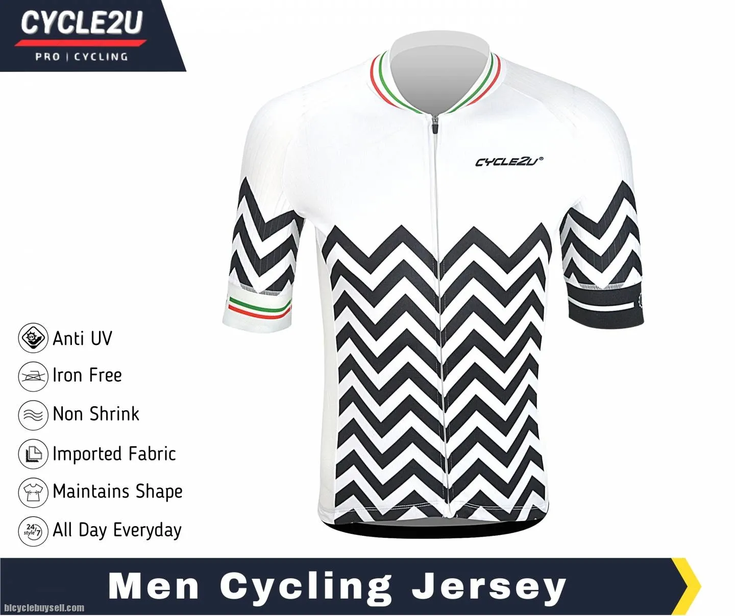 CYCLE2U PROFESSIONAL MAN'S SHORTS SLEEVE CYCLING JERSEY