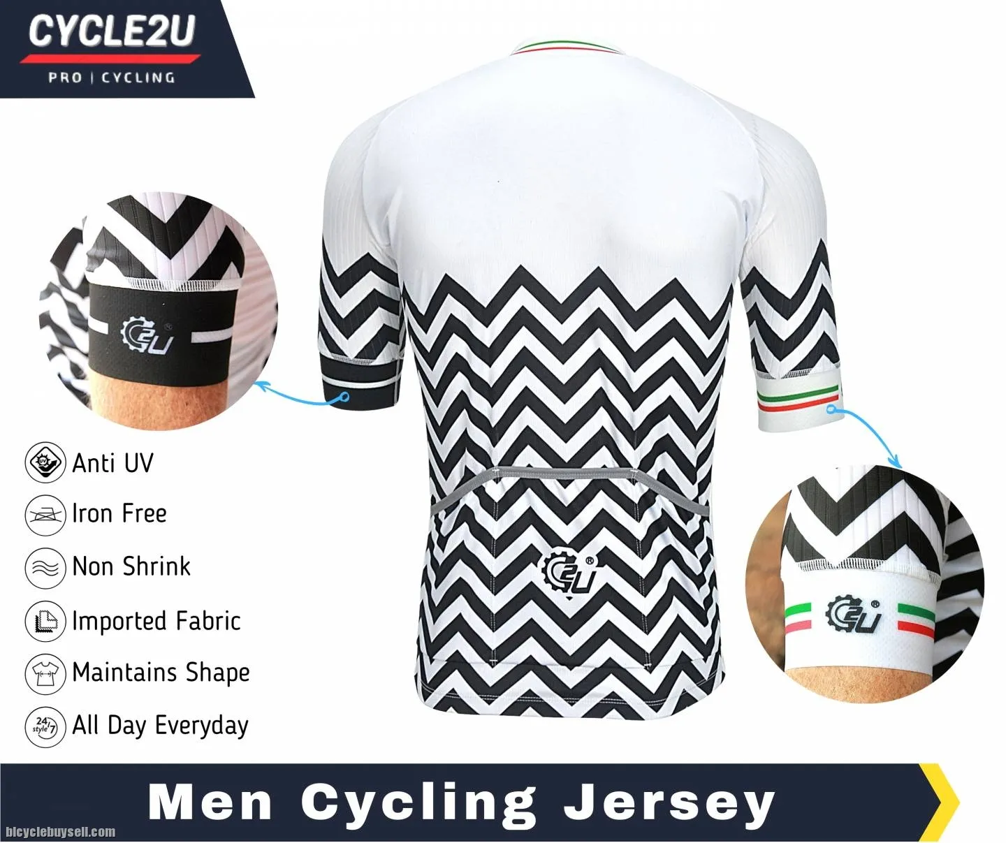 CYCLE2U PROFESSIONAL MAN'S SHORTS SLEEVE CYCLING JERSEY