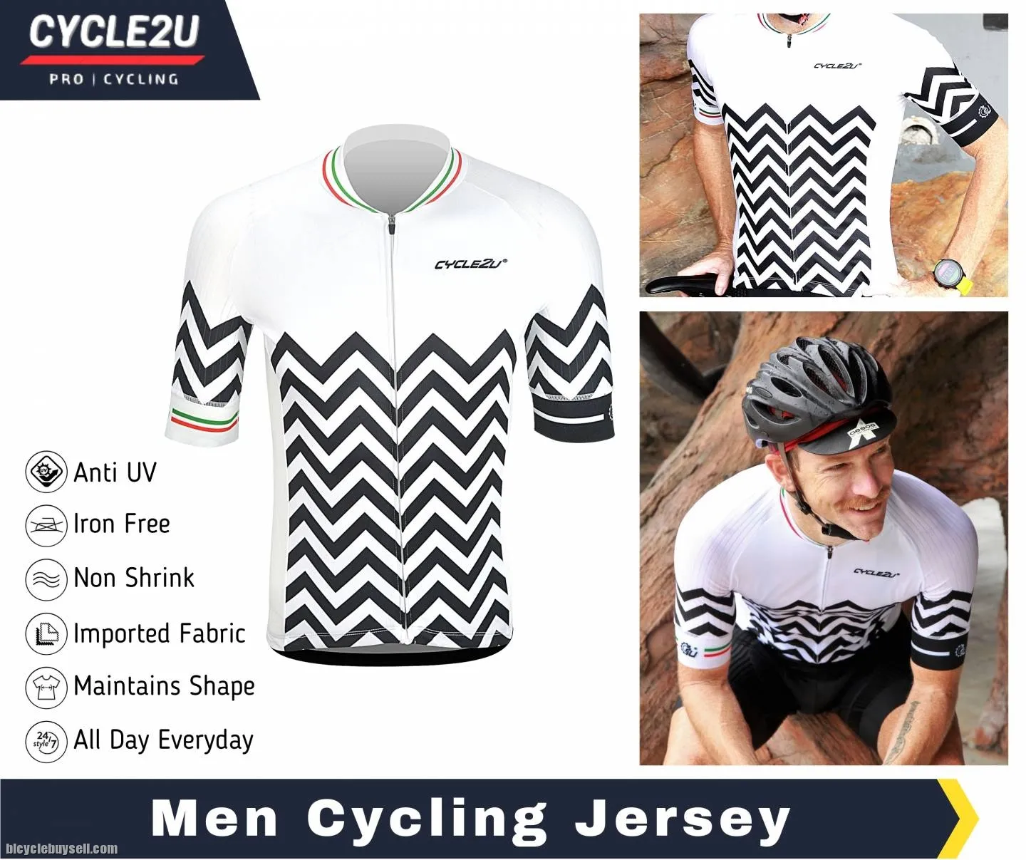 CYCLE2U PROFESSIONAL MAN'S SHORTS SLEEVE CYCLING JERSEY