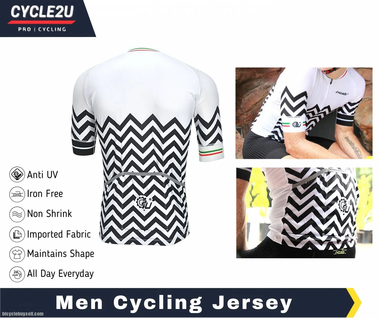 CYCLE2U PROFESSIONAL MAN'S SHORTS SLEEVE CYCLING JERSEY