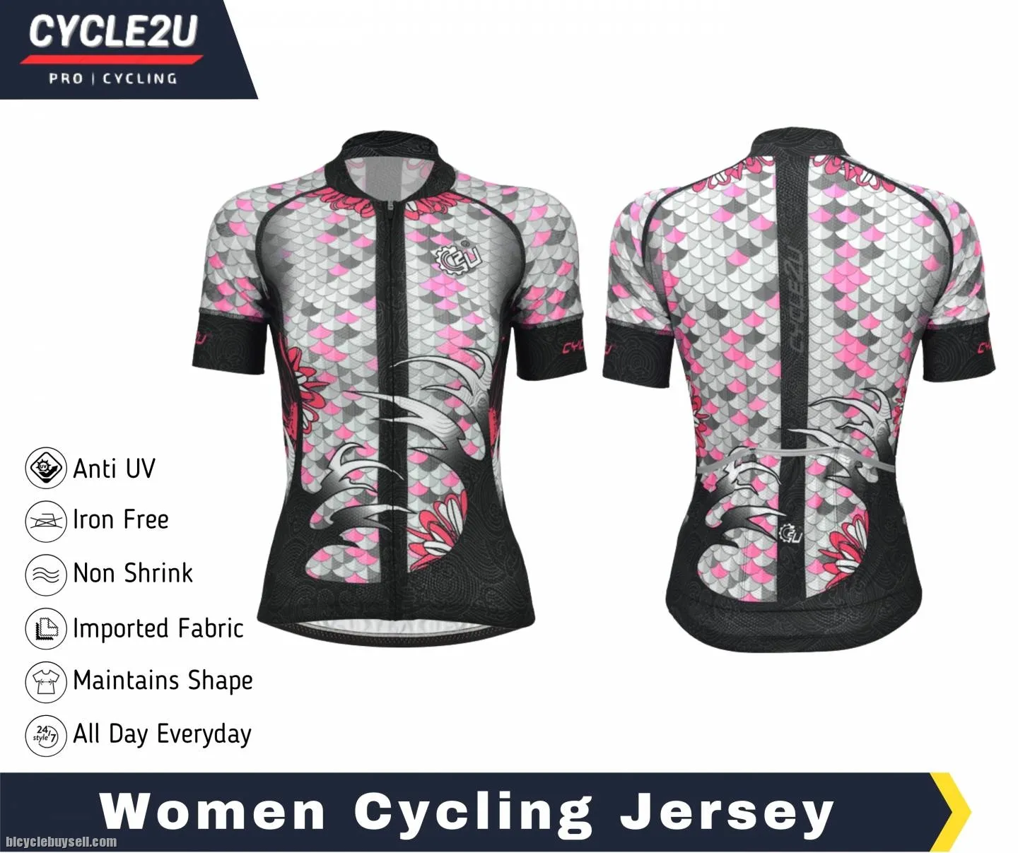 CYCLE2U Premier Quality LADIES Shorts Sleeve Cycling Jersey