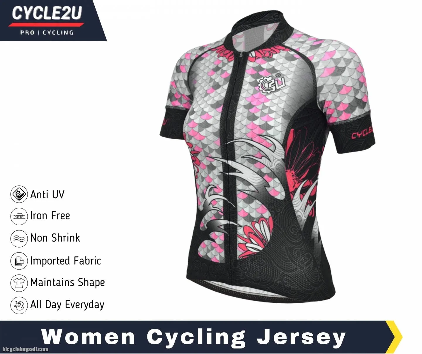 CYCLE2U Premier Quality LADIES Shorts Sleeve Cycling Jersey