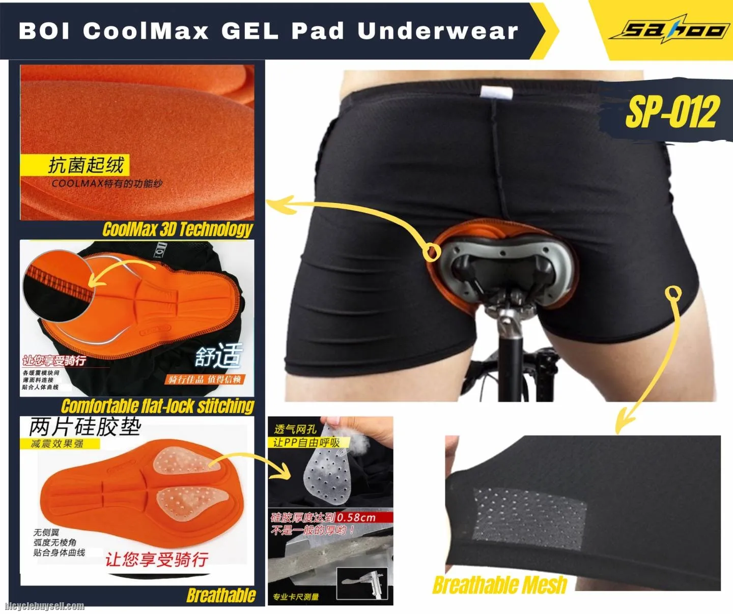 ðŸ”¥Ready StockðŸ”¥BOI CoolMax GEL Pad Cycling Underwear Men Cycling Pants Bicycle Short Pant Pad