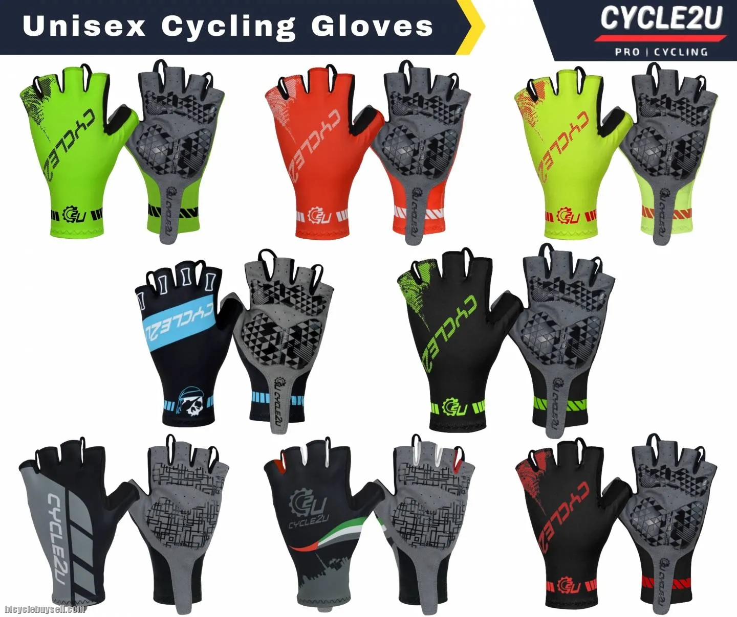 ðŸ”¥Ready StockðŸ”¥ CYCLE2U Half Finger Silicone Anti-Slip Shock Absorption Cycling Glove Shockproof Spo