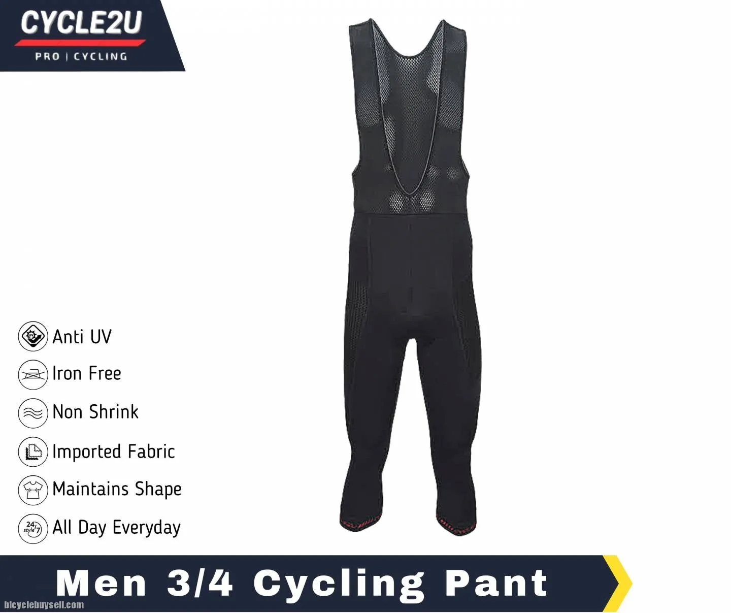 ðŸ”¥Ready StockðŸ”¥CYCLE2U Men 3/4 BIB Sponge Cycling Pant Cycling BIB Cycling Shorts Pocket Cycling Tig