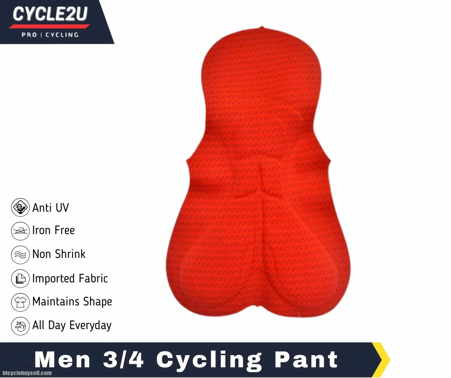 ðŸ”¥Ready StockðŸ”¥CYCLE2U Men 3/4 BIB Sponge Cycling Pant Cycling BIB Cycling Shorts Pocket Cycling Tig