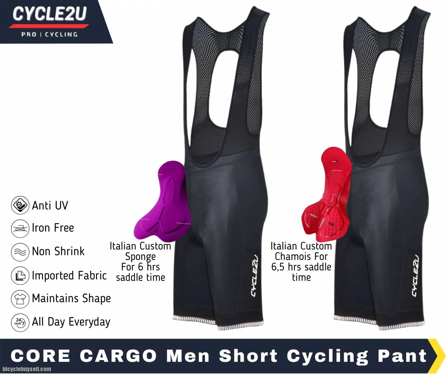 ðŸ”¥Ready StockðŸ”¥CYCLE2U GEL Men Cycling Short BIB Pants Sponge Men Cycling Pant Cycling Short Pocket