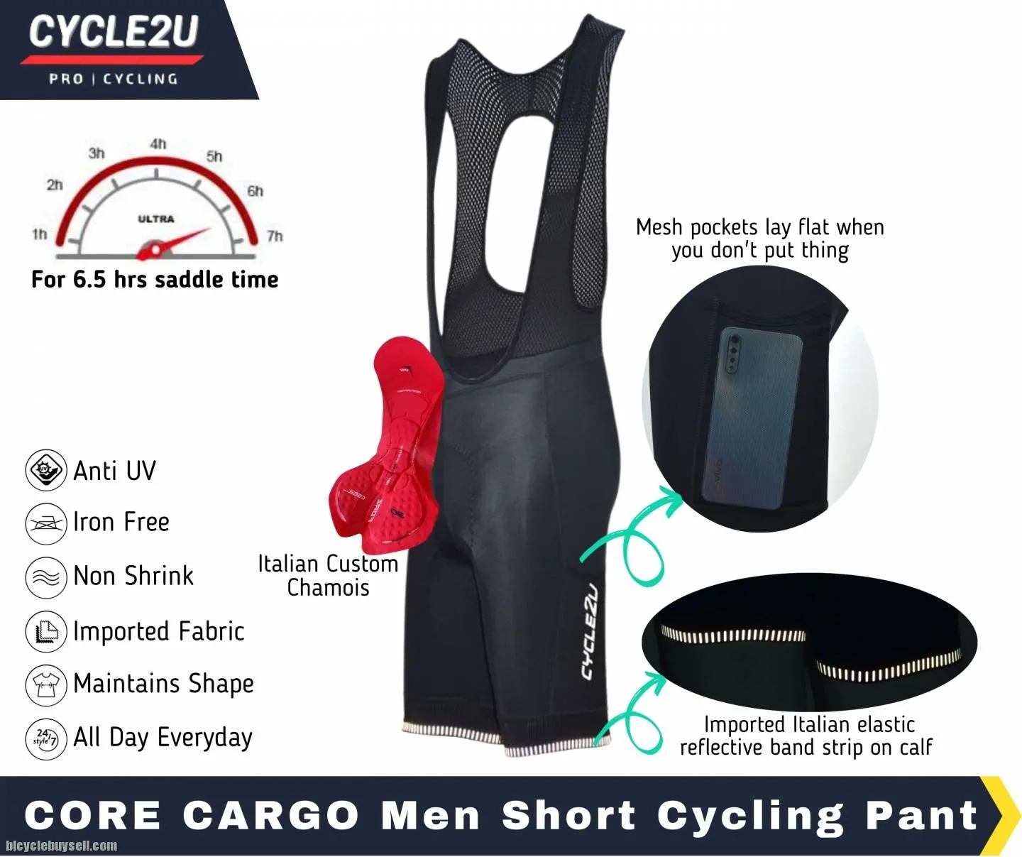 ðŸ”¥Ready StockðŸ”¥CYCLE2U GEL Men Cycling Short BIB Pants Sponge Men Cycling Pant Cycling Short Pocket