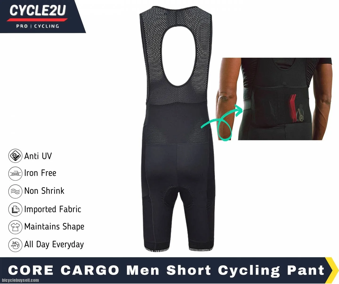 ðŸ”¥Ready StockðŸ”¥CYCLE2U GEL Men Cycling Short BIB Pants Sponge Men Cycling Pant Cycling Short Pocket