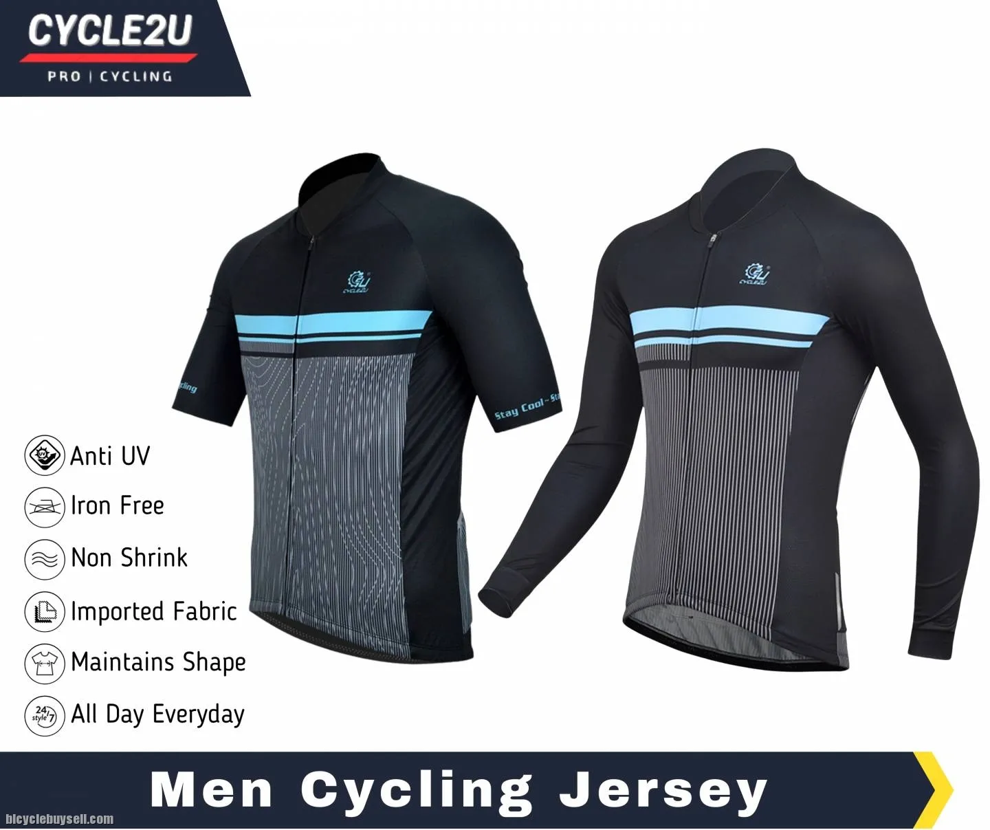 ðŸ”¥Ready StockðŸ”¥CYCLE2U Men Cycling Jersey Men Baju Basikal Cycling Jerseys Bicycle Jersey Cycling Je