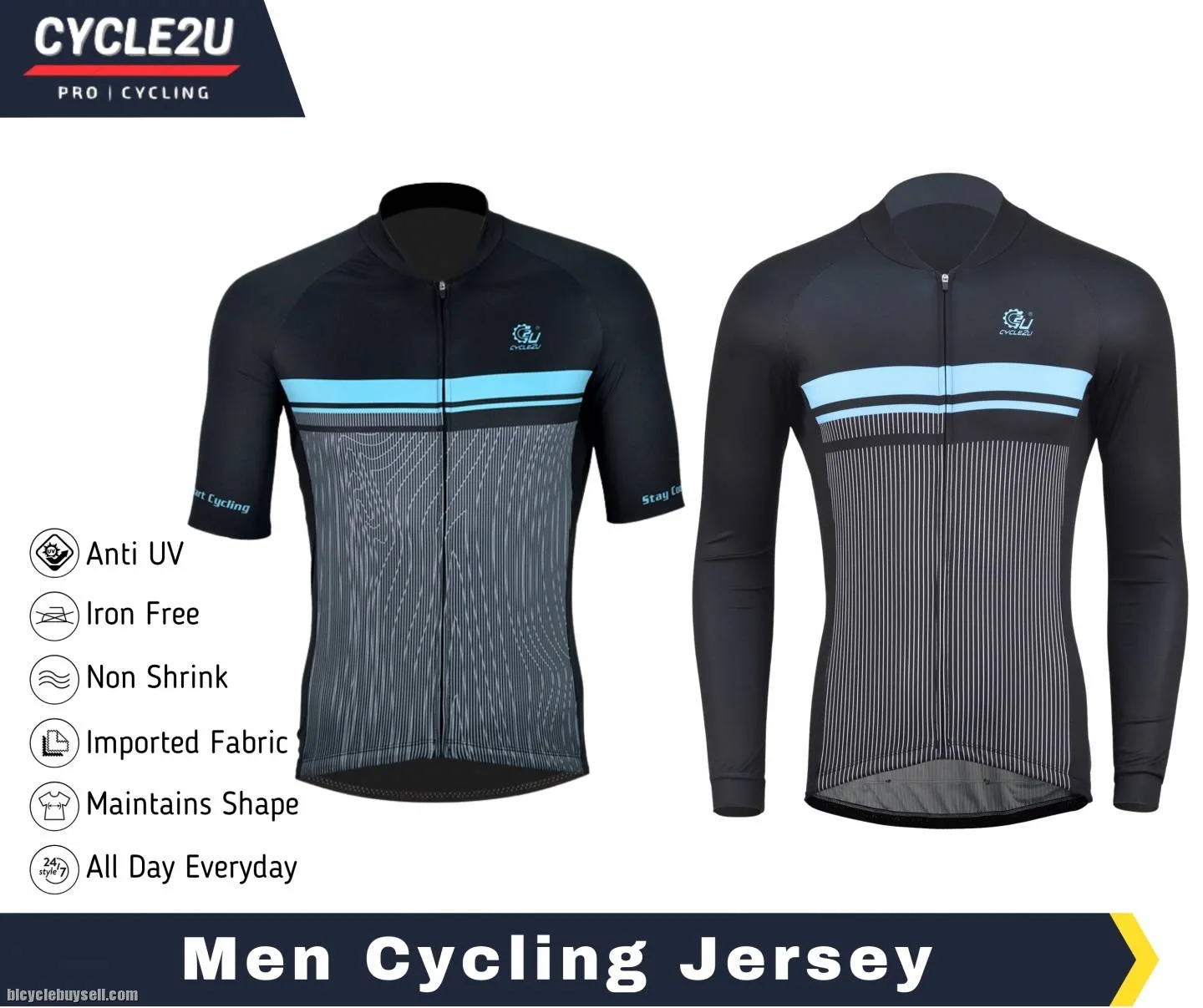 ðŸ”¥Ready StockðŸ”¥CYCLE2U Men Cycling Jersey Men Baju Basikal Cycling Jerseys Bicycle Jersey Cycling Je