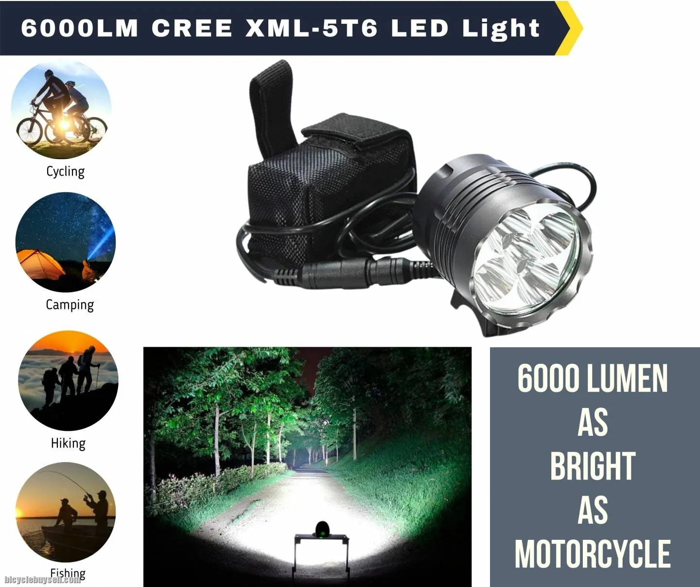 ðŸ”¥Ready StockðŸ”¥ LED Light 8000LM CREE XML-T6 Light Bike Cycling Light Bicycle Front Light Bicycle St