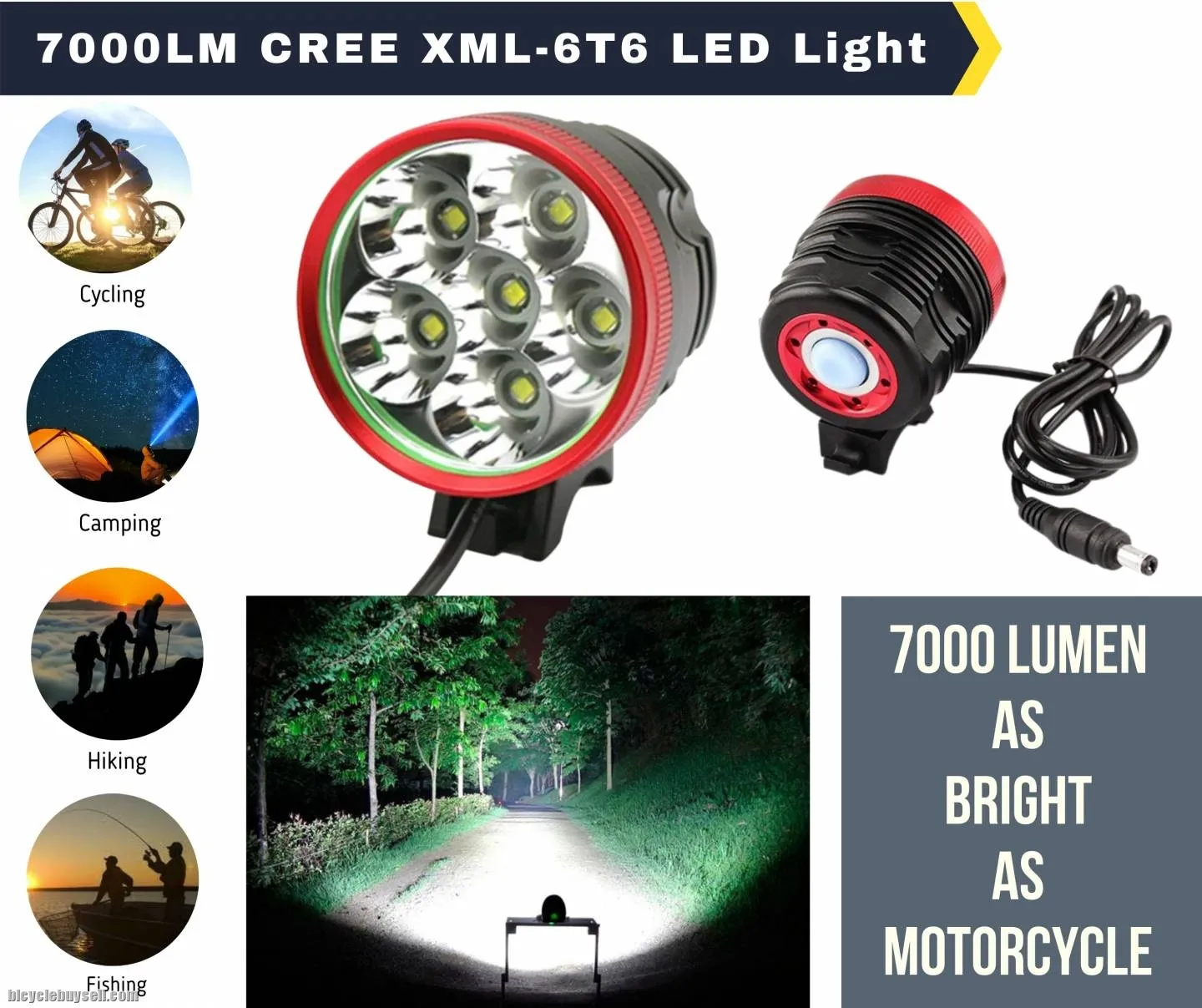 ðŸ”¥Ready StockðŸ”¥ LED Light 8000LM CREE XML-T6 Light Bike Cycling Light Bicycle Front Light Bicycle St
