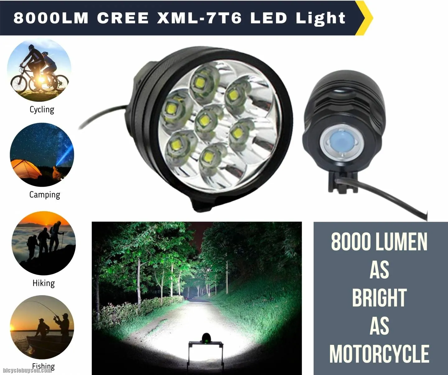 ðŸ”¥Ready StockðŸ”¥ LED Light 8000LM CREE XML-T6 Light Bike Cycling Light Bicycle Front Light Bicycle St