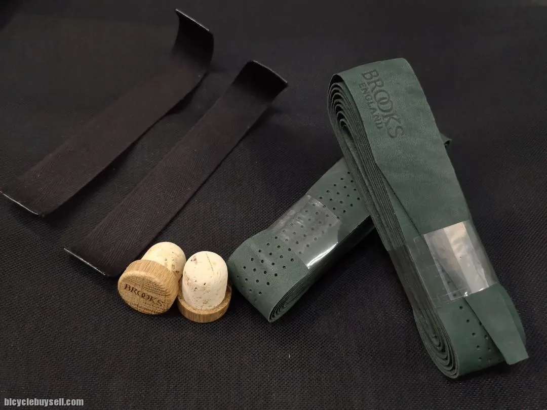 Brooks Gravel Green Leather Bar Tape