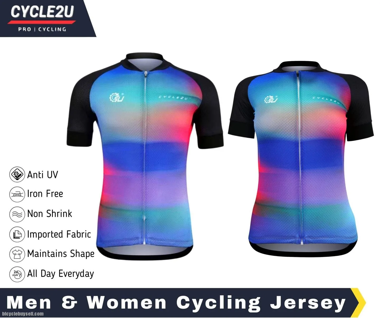 ðŸ”¥Ready StockðŸ”¥CYCLE2U Professional Men \ Women Shorts Sleeve Cycling Jersey