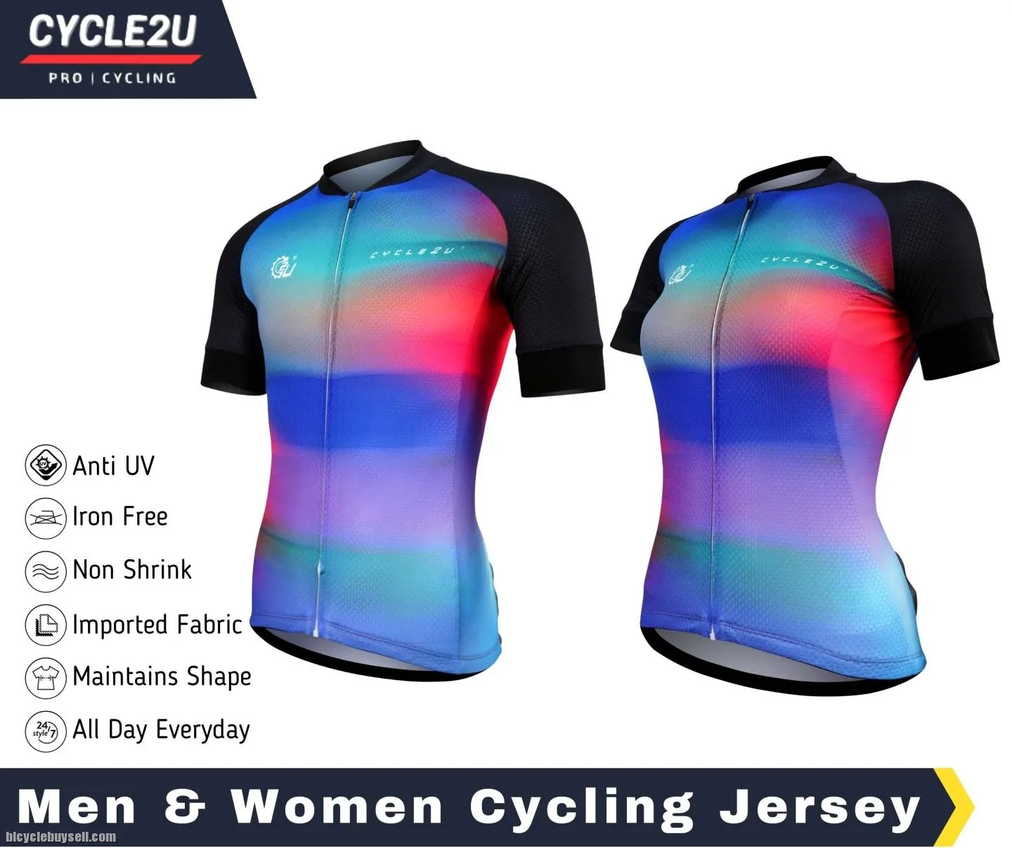ðŸ”¥Ready StockðŸ”¥CYCLE2U Professional Men \ Women Shorts Sleeve Cycling Jersey
