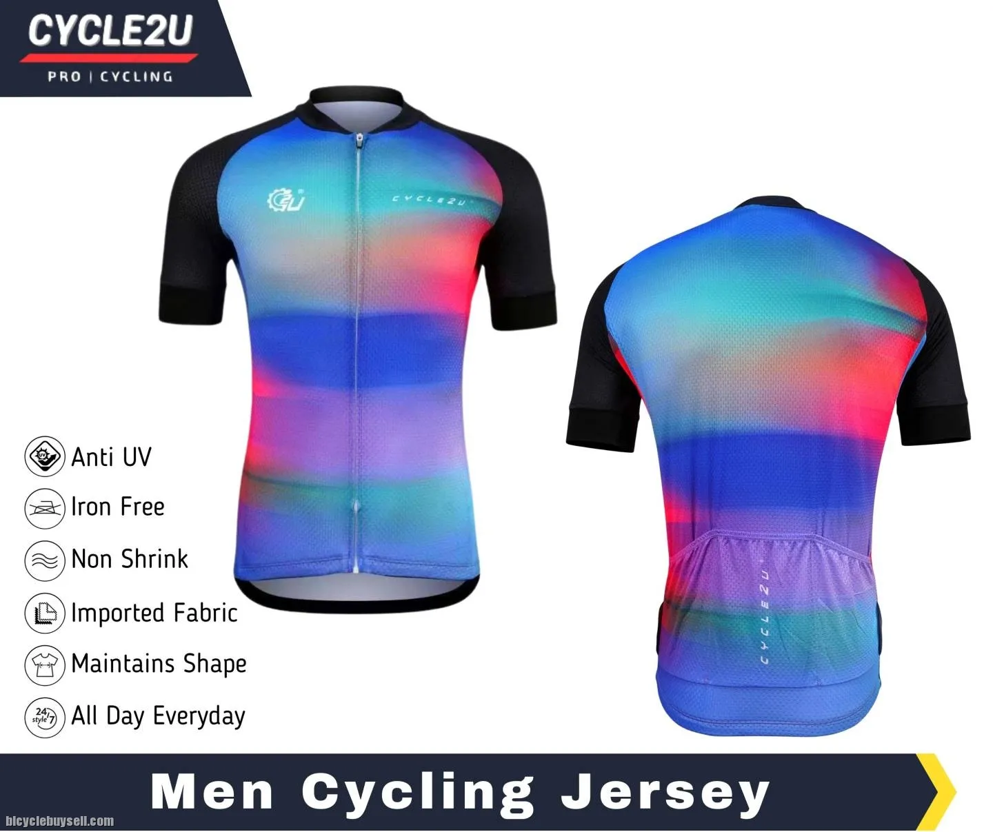 ðŸ”¥Ready StockðŸ”¥CYCLE2U Professional Men \ Women Shorts Sleeve Cycling Jersey