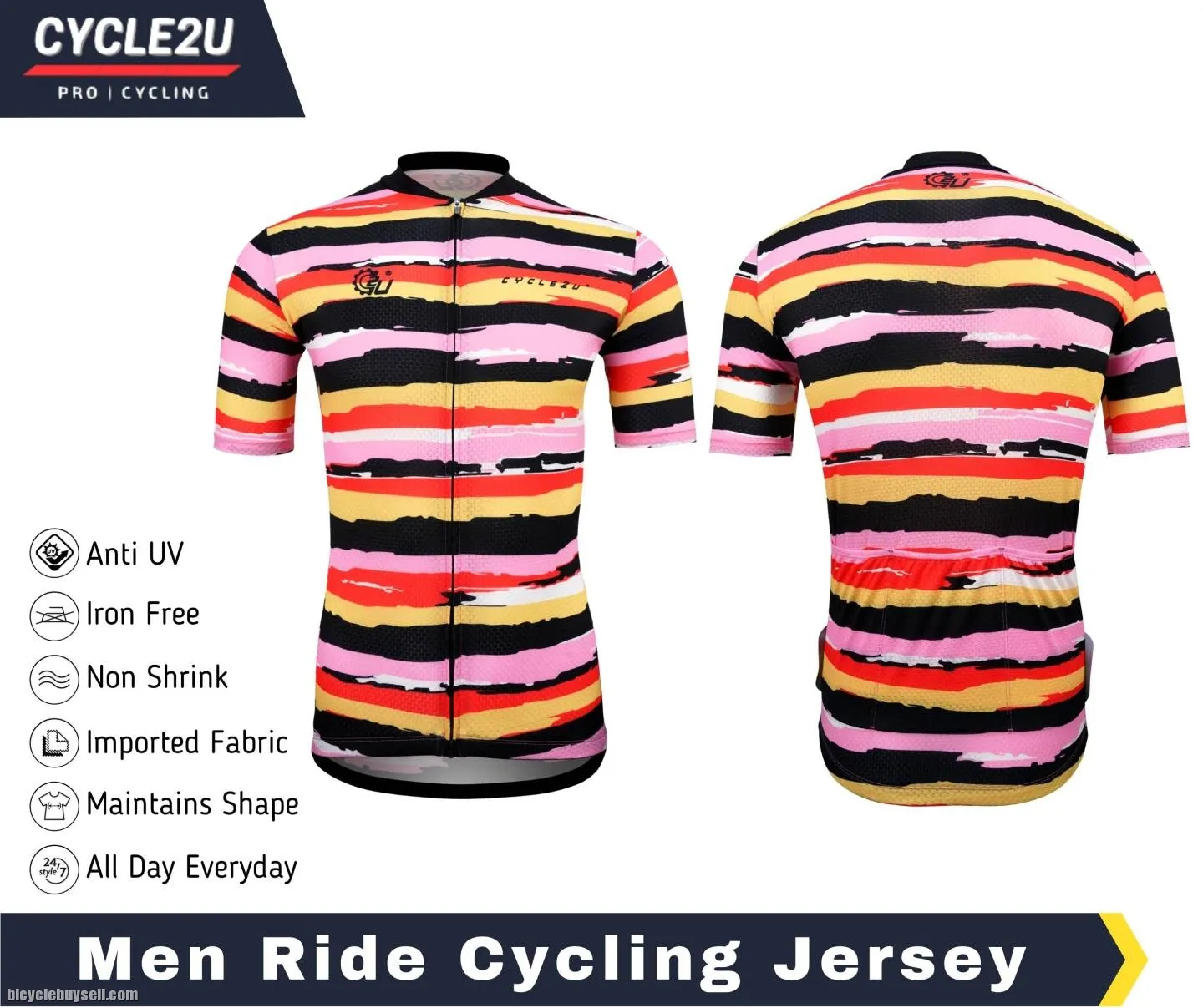 CYCLE2U Ride All Day Men Shorts Sleeve Cycling Jersey