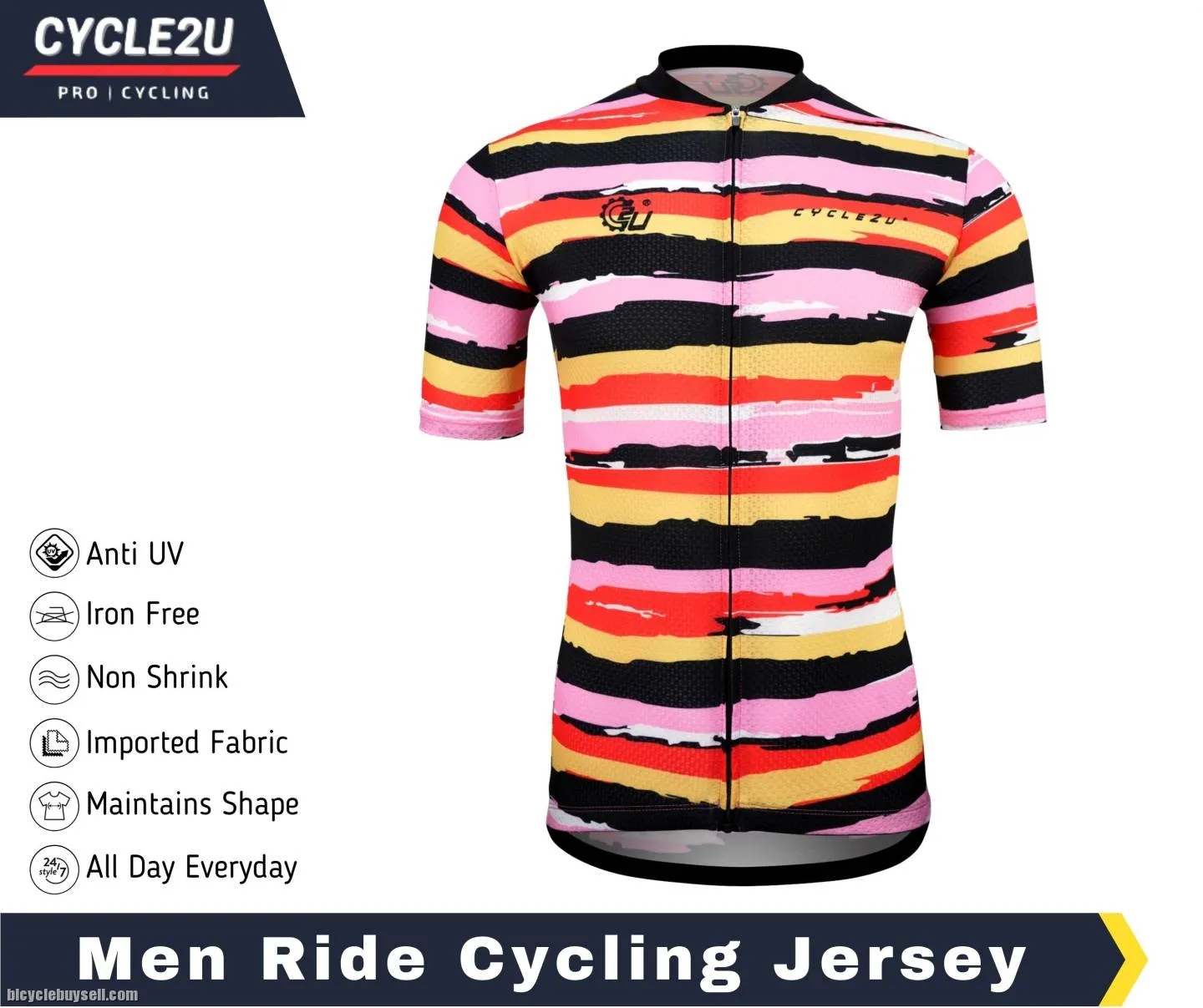 CYCLE2U Ride All Day Men Shorts Sleeve Cycling Jersey