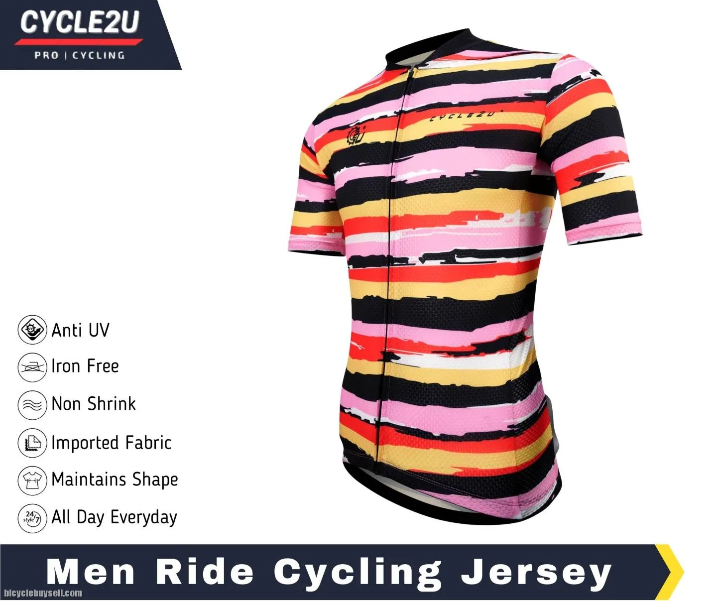 CYCLE2U Ride All Day Men Shorts Sleeve Cycling Jersey