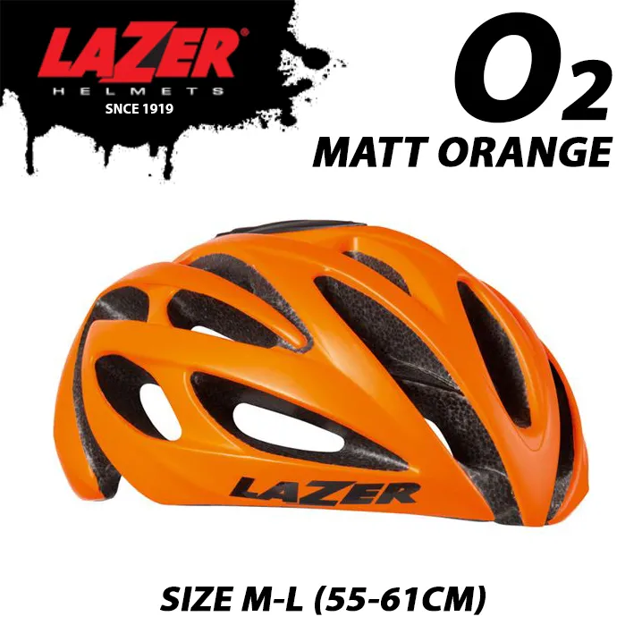 LAZER O2 ROAD MTB CYCLING HELMET BELGIUM SIZE M L 55-61CM ORANGE YELLOW