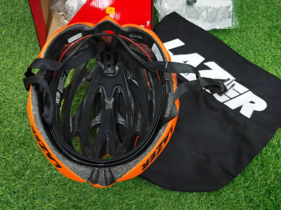 LAZER O2 ROAD MTB CYCLING HELMET BELGIUM SIZE M L 55-61CM ORANGE YELLOW
