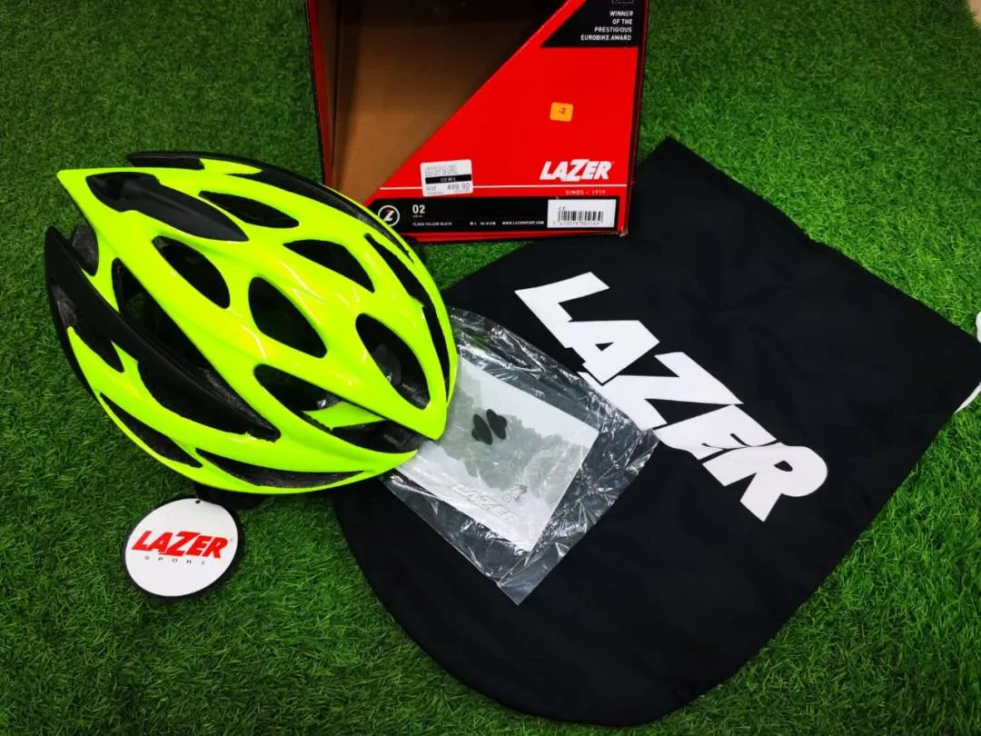 LAZER O2 ROAD MTB CYCLING HELMET BELGIUM SIZE M L 55-61CM ORANGE YELLOW