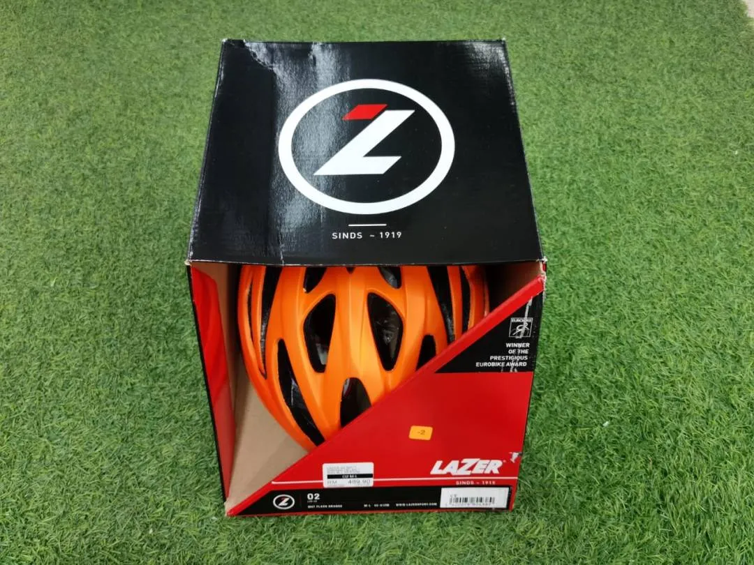 LAZER O2 ROAD MTB CYCLING HELMET BELGIUM SIZE M L 55-61CM ORANGE YELLOW