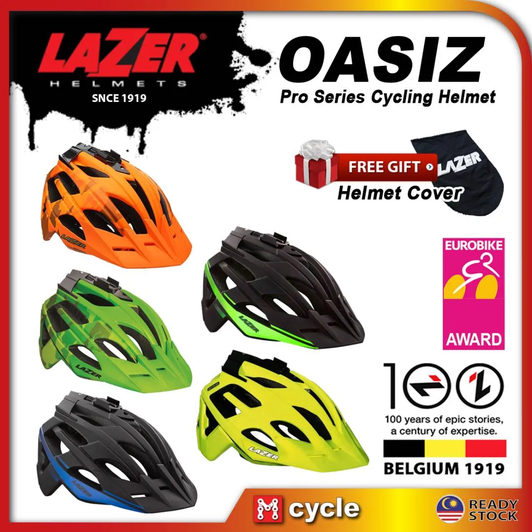 LAZER OASIZ Pro Series MTB Cycling Helmet with Visor Gopro Size M L 55-61Cm Orange Neon Green Black